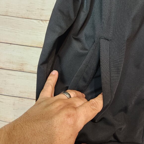 Men’s Large Adidas Track Jacket Black White Zipper Pockets Logo RN 88387 - Picture 9 of 16